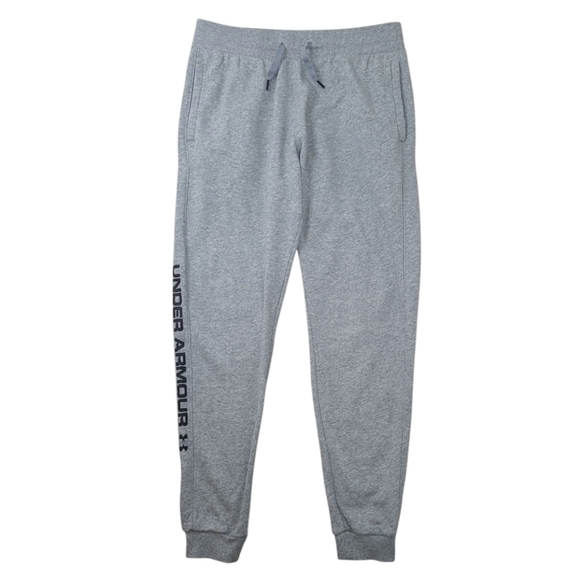 Under Armour Mens Rival Fleece Wordmark Logo Jogger Gray Size Large - Picture 10 of 10
